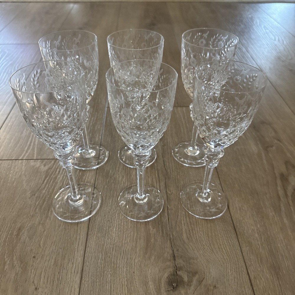 Set 6 Vintage  Rogaska GALLIA Crystal Wine Goblets Glasses , 7 3/4" tall,  EXC.